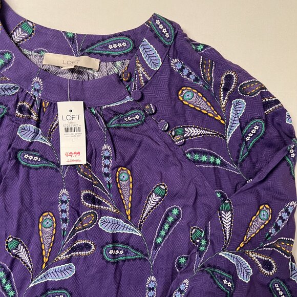 Loft Paisley Button Raglan Blouse - Picture 4 of 8